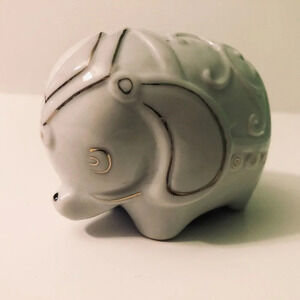 Ceramic Elephant Coin Bank Small 4  Inch Long Figurine